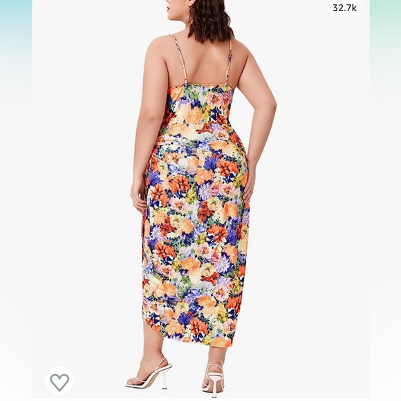 NWT Floerns Amazon Large Plus Size Floral Midi Dress - Picture 3 of 5